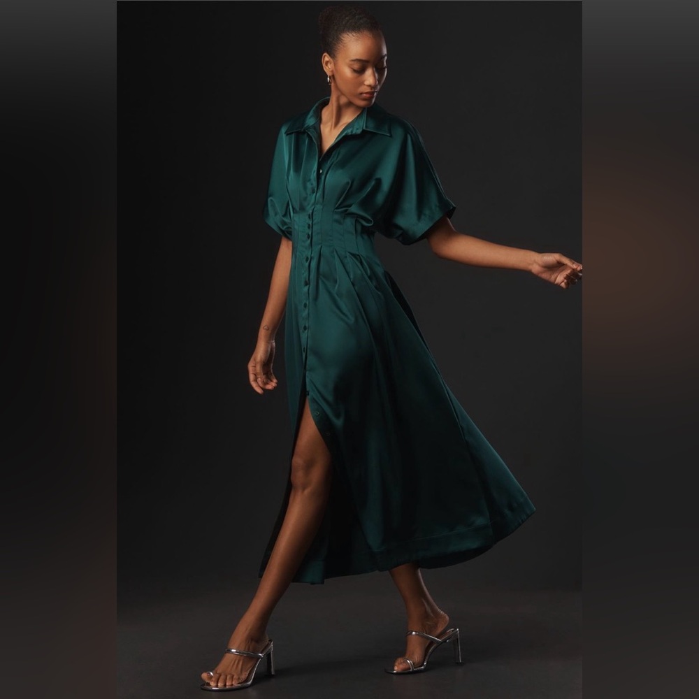 ANTHROPOLOGIE Tobie satin shirt dress NWT